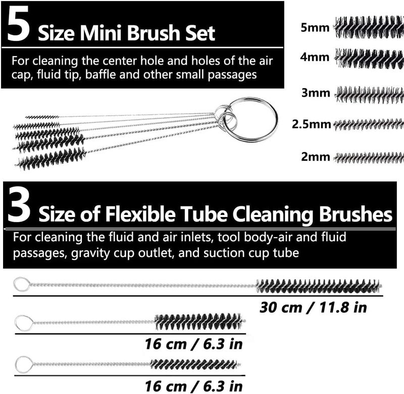 YXCCSE 21 Pcs Spray Tool Cleaning Kit with 10 Pcs Spray Tool Filters, Paint Tool Cleaning Kit Spray Tool Cleaning Brush,Nylon Brushe, Mini Brushes, Metal Tube Cleaning Brush - Image 5